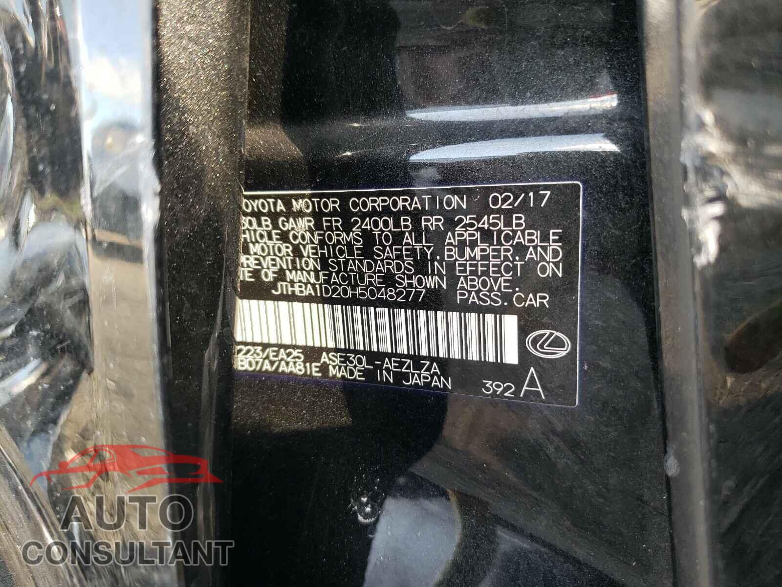 LEXUS IS 2017 - JTHBA1D20H5048277