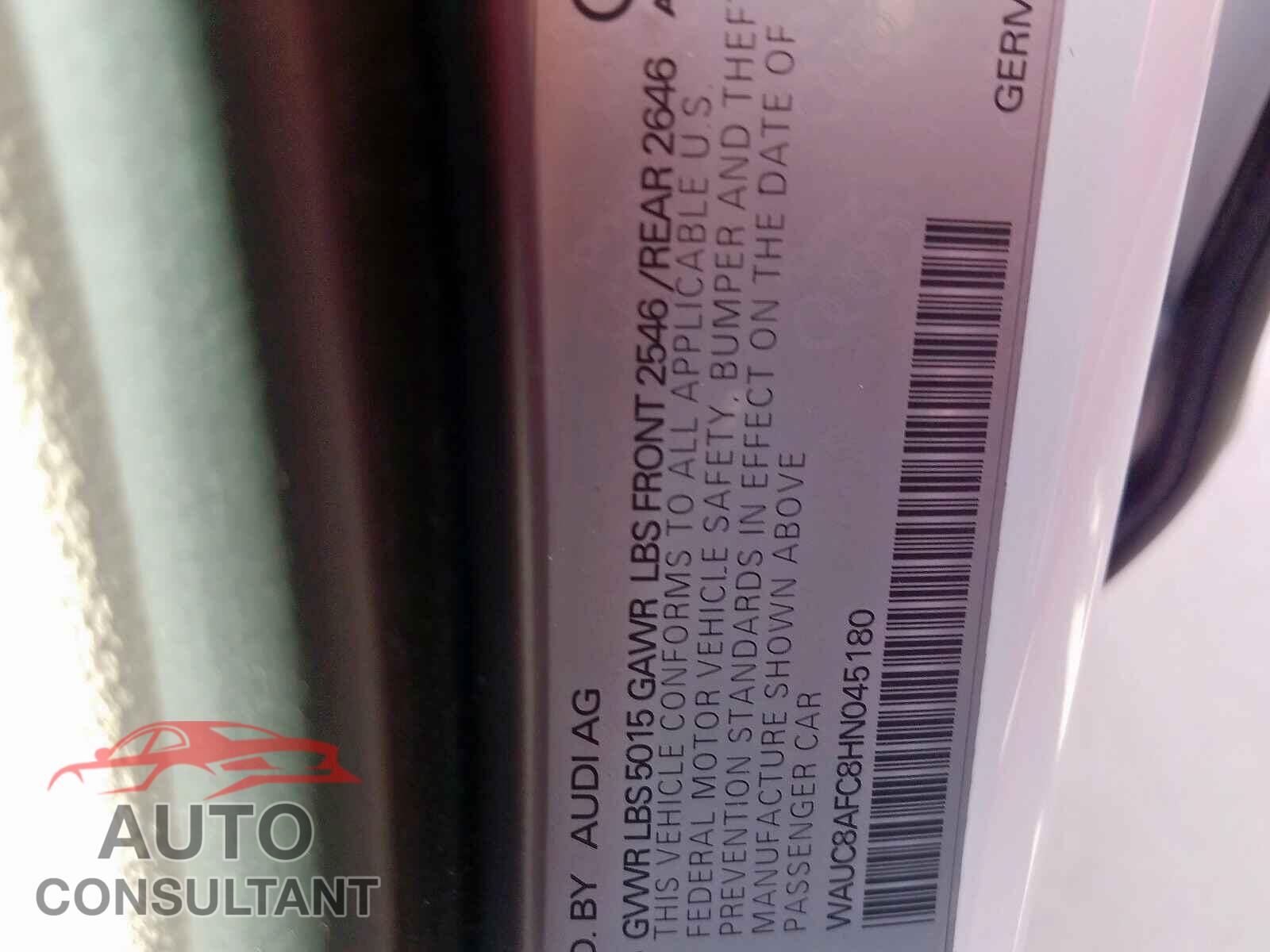 AUDI A6 2017 - WAUC8AFC8HN045180