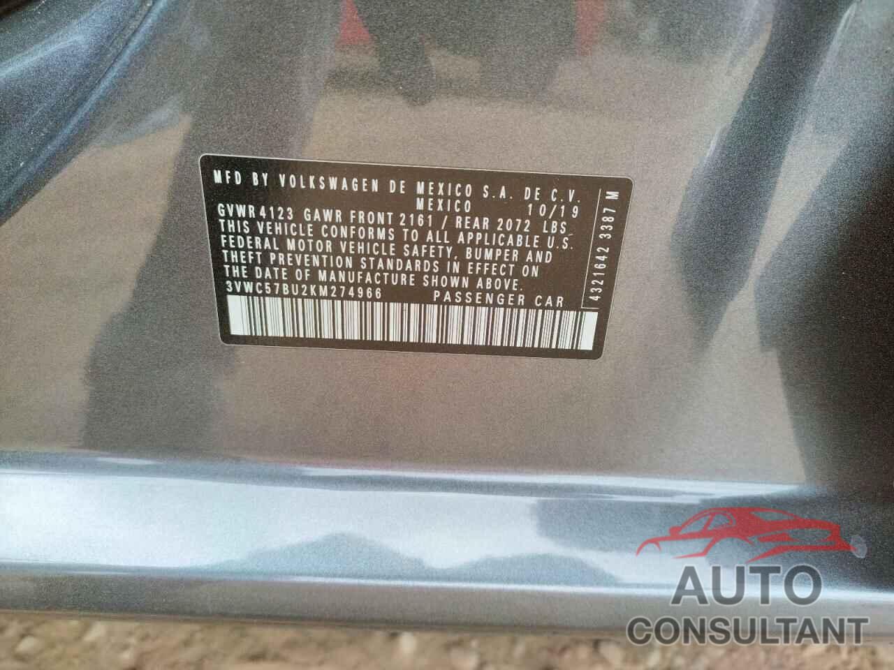 VOLKSWAGEN JETTA 2019 - 3VWC57BU2KM274966