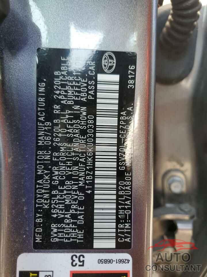 TOYOTA CAMRY 2019 - 4T1BZ1HK6KU030380