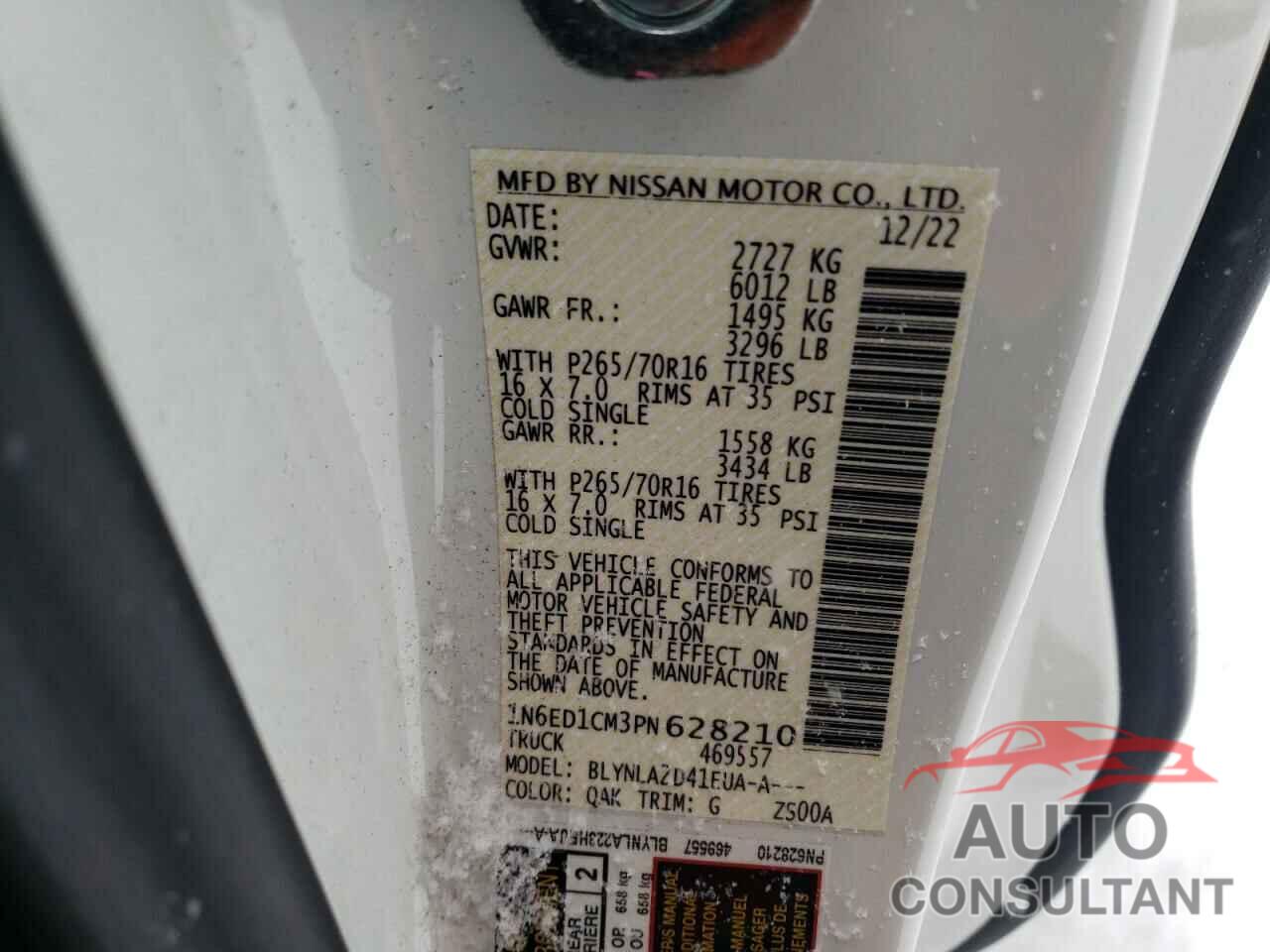 NISSAN FRONTIER 2023 - 1N6ED1CM3PN628210