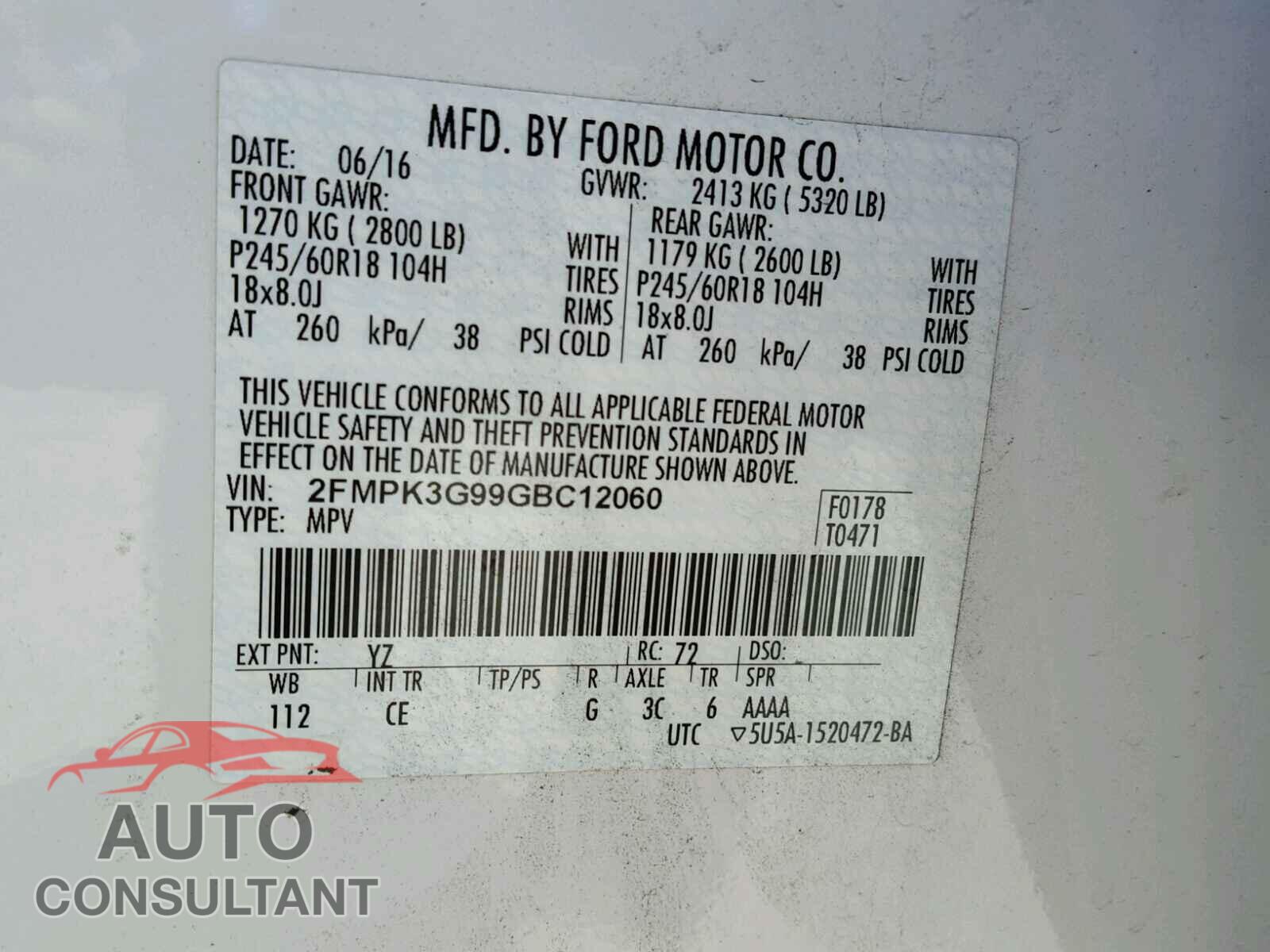 FORD EDGE SE 2016 - 2FMPK3G99GBC12060