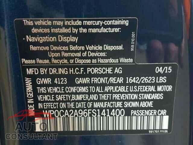 PORSCHE 911 2015 - WP0CA2A96FS141400