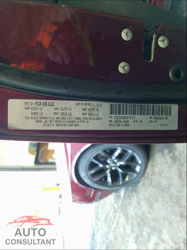 DODGE CHALLENGER 2019 - 2C3CDZAG6KH714719