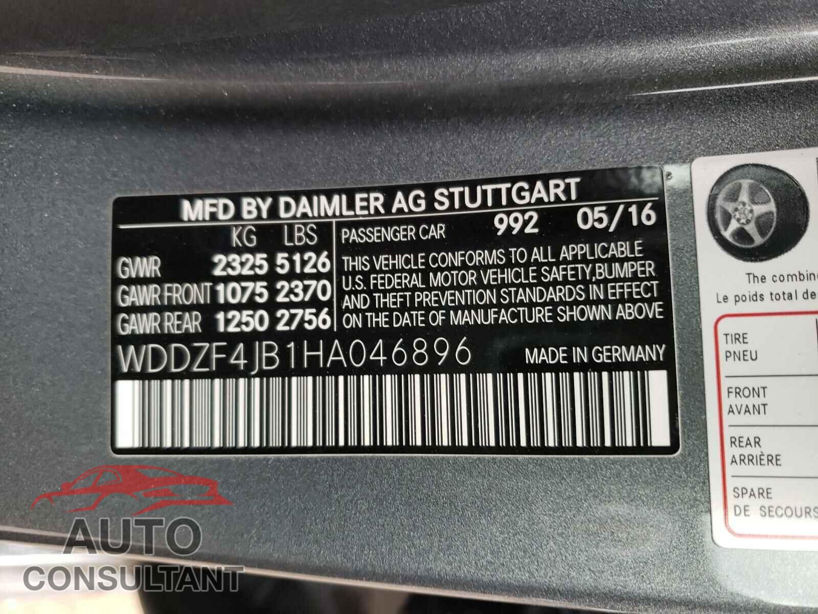 MERCEDES-BENZ E CLASS 2017 - WDDZF4JB1HA046896