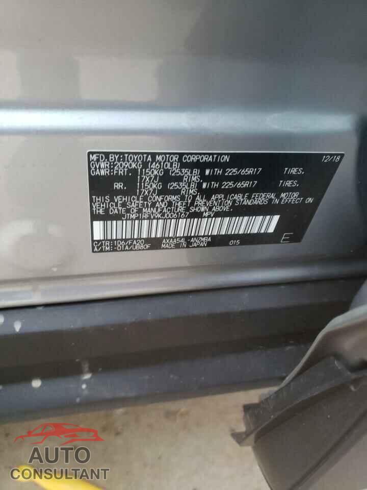 TOYOTA RAV4 2019 - JTMP1RFV9KJ006167