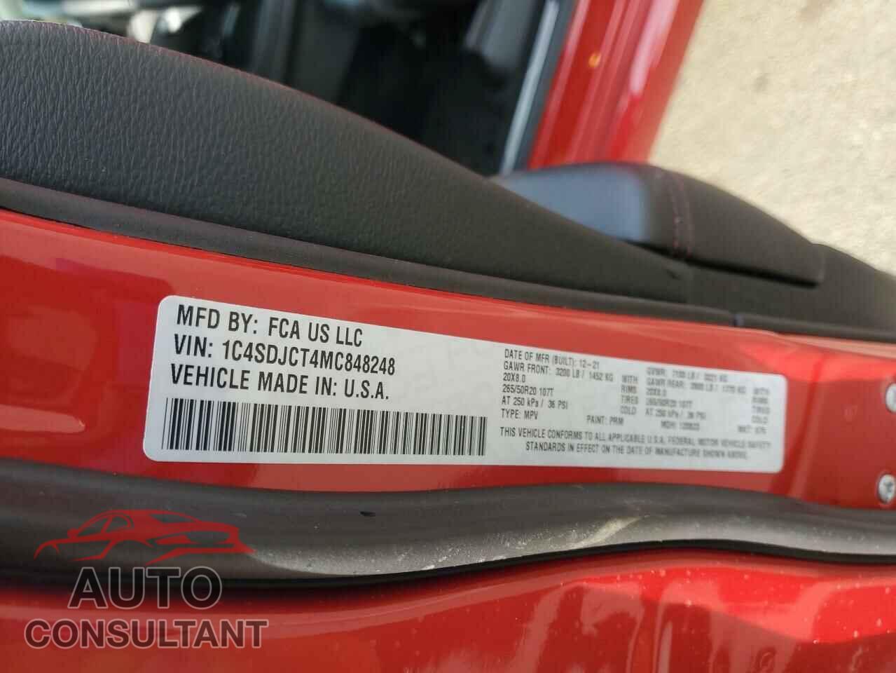 DODGE DURANGO 2021 - 1C4SDJCT4MC848248