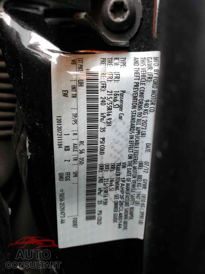 FORD FOCUS 2012 - 1FAHP3F28CL480144