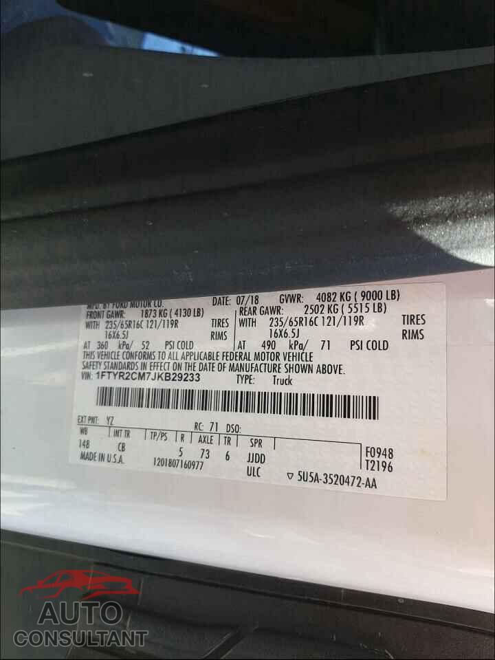 FORD TRANSIT CO 2018 - 1FTYR2CM7JKB29233