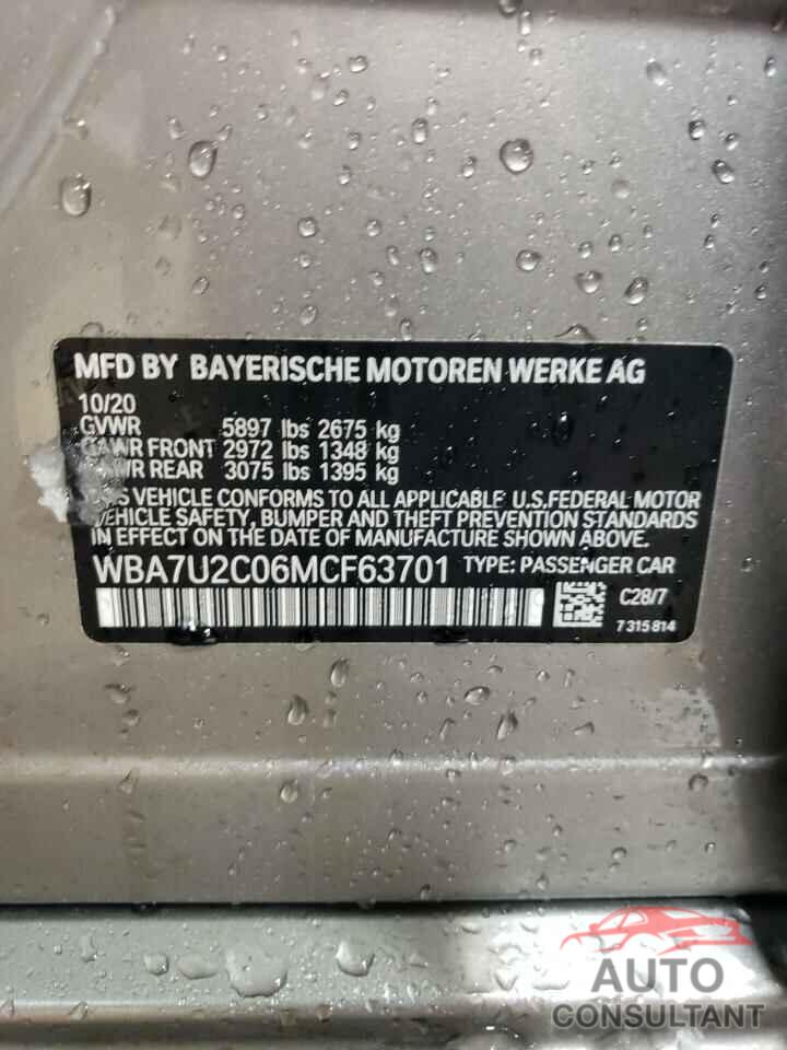 BMW 7 SERIES 2021 - WBA7U2C06MCF63701