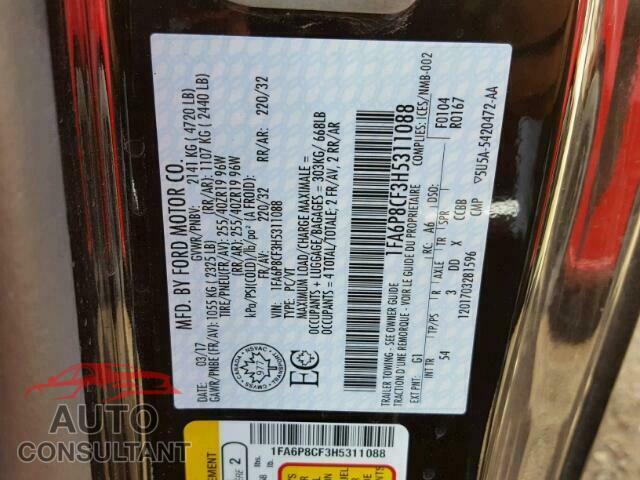FORD MUSTANG 2017 - 1FA6P8CF3H5311088