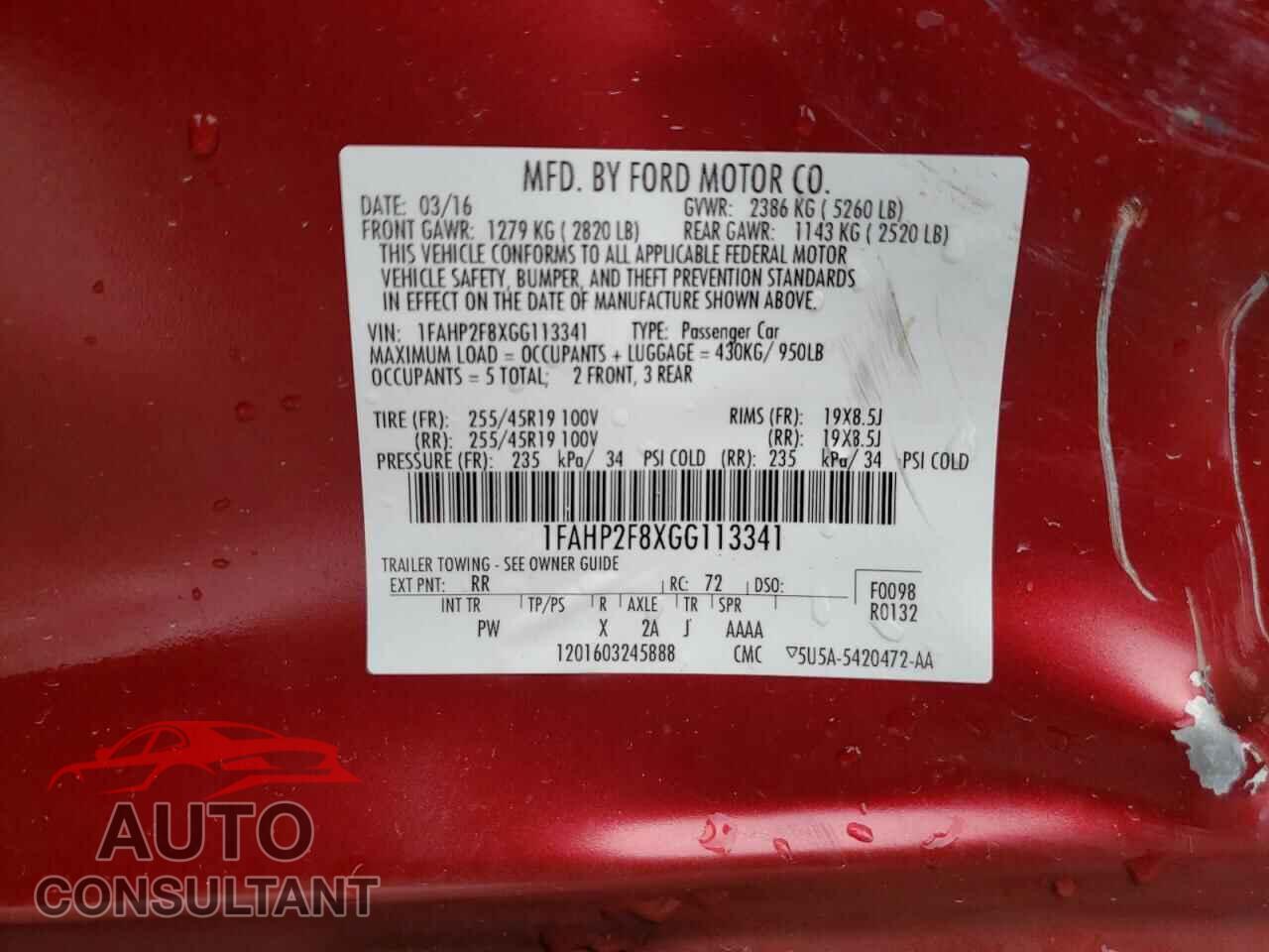 FORD TAURUS 2016 - 1FAHP2F8XGG113341