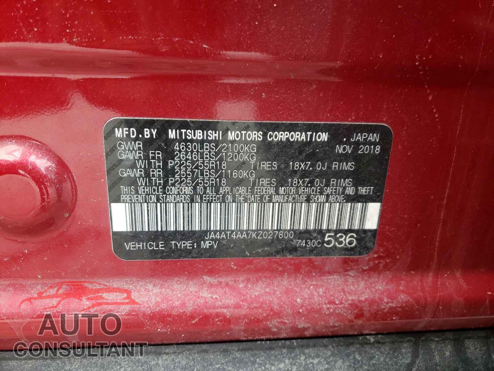 MITSUBISHI ECLIPSE 2019 - JA4AT4AA7KZ027800