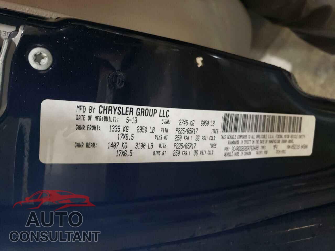 DODGE CARAVAN 2013 - 2C4RDGBG8DR763409