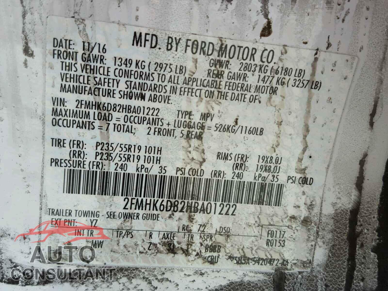 FORD FLEX 2017 - 2FMHK6D82HBA01222