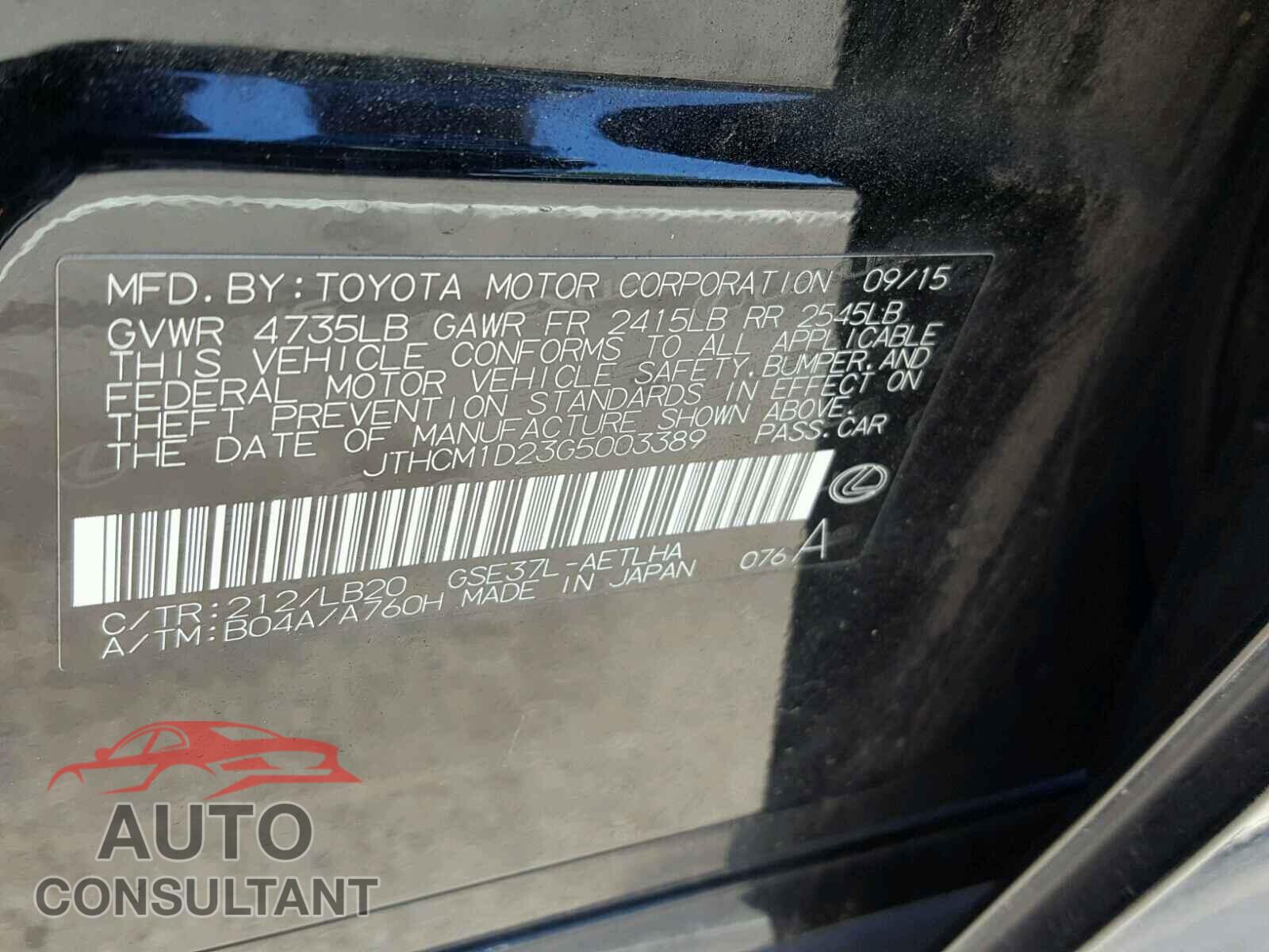 LEXUS IS 2016 - JTHCM1D23G5003389