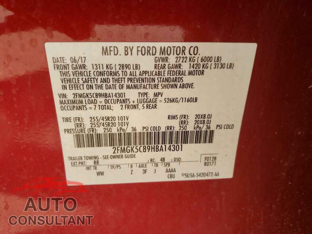 FORD FLEX 2017 - 2FMGK5C89HBA14301