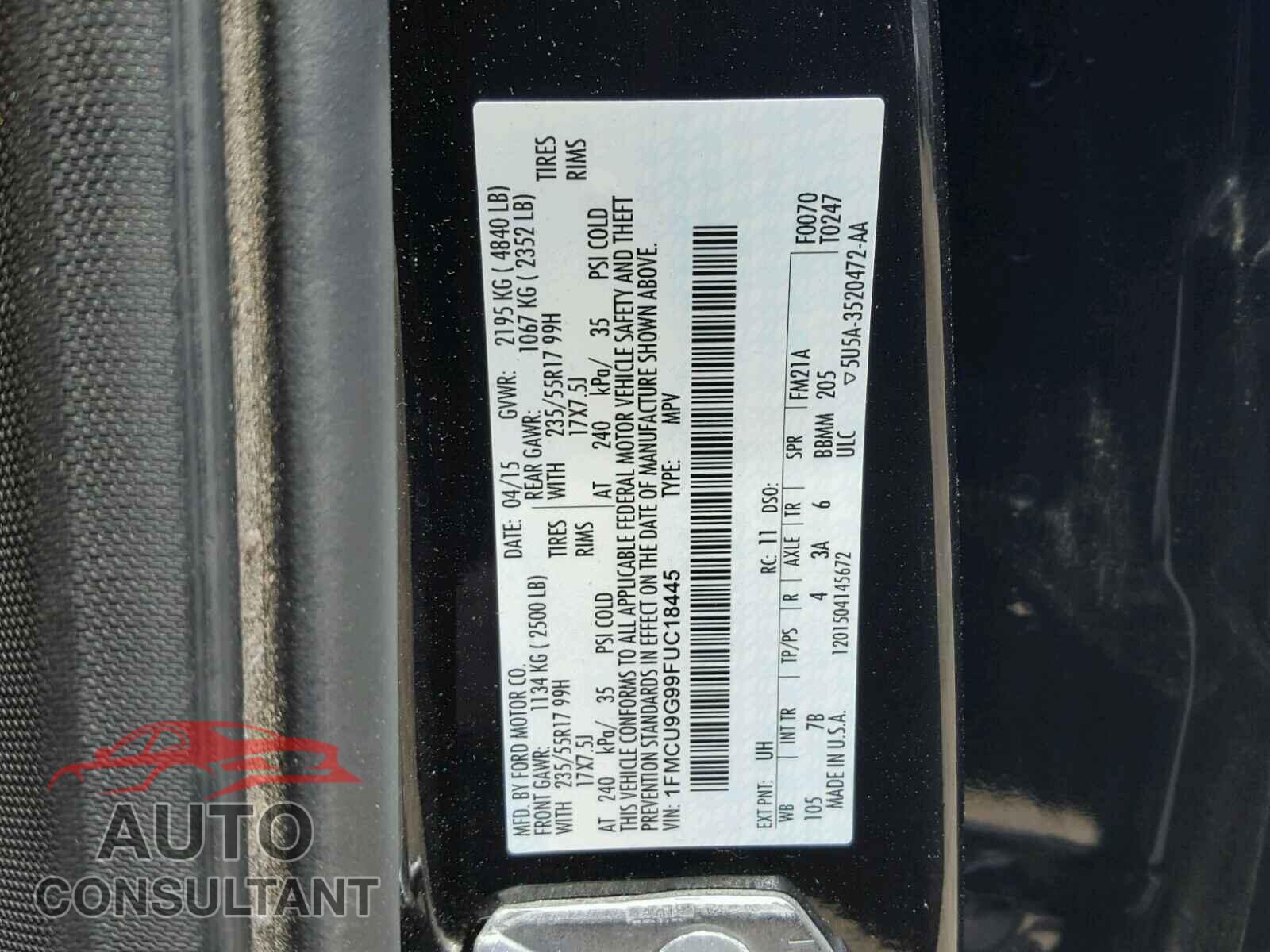 FORD ESCAPE SE 2015 - 1FMCU9G99FUC18445