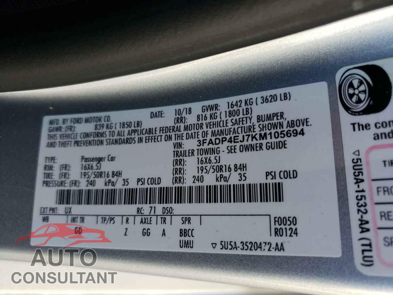 FORD FIESTA 2019 - 3FADP4EJ7KM105694