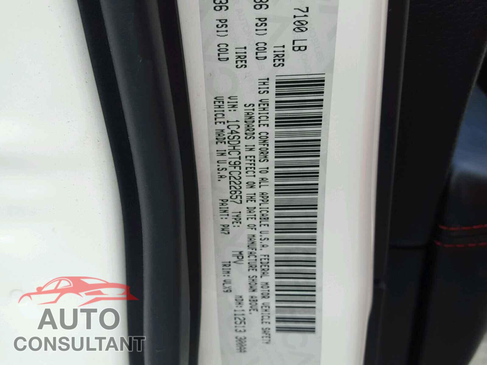 DODGE DURANGO 2015 - 1C4SDHCT9FC222657