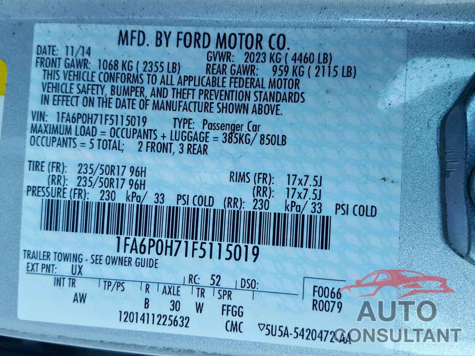 FORD FUSION SE 2015 - 1C4AJWAG3GL264113