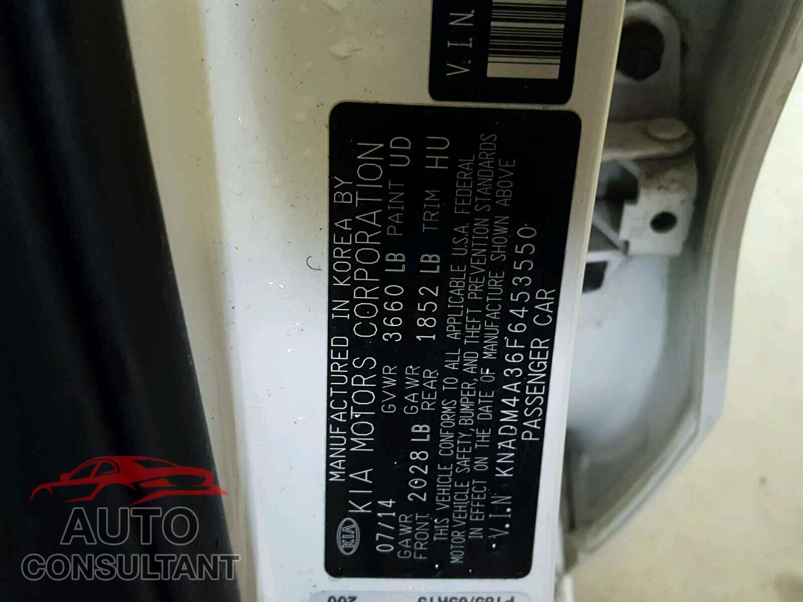 KIA RIO 2015 - KNADM4A36F6453550