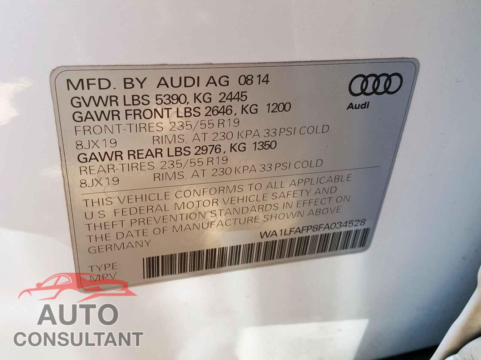 AUDI Q5 2015 - 3VV2B7AX0LM096643