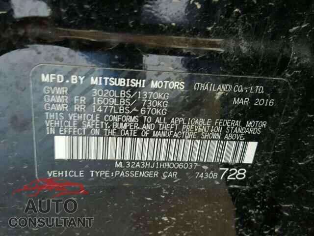 MITSUBISHI MIRAGE 2017 - ML32A3HJ1HH006037