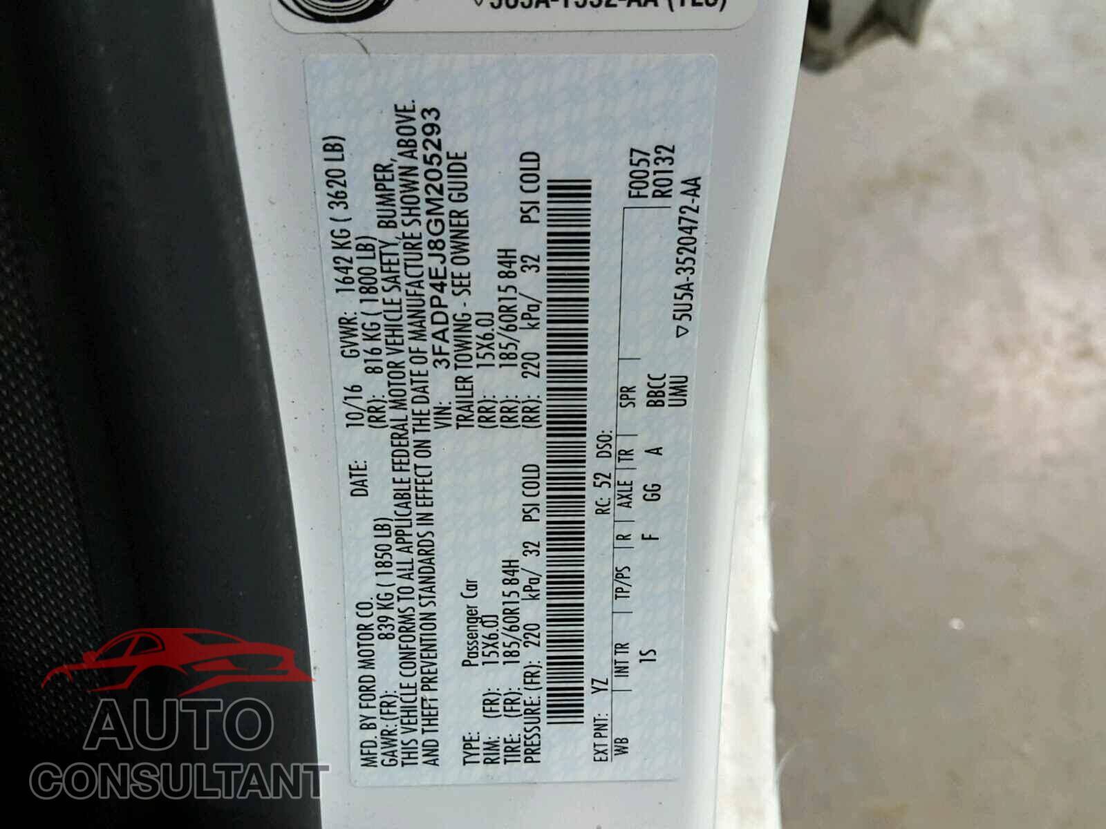 FORD FIESTA 2016 - 3FADP4EJ8GM205293