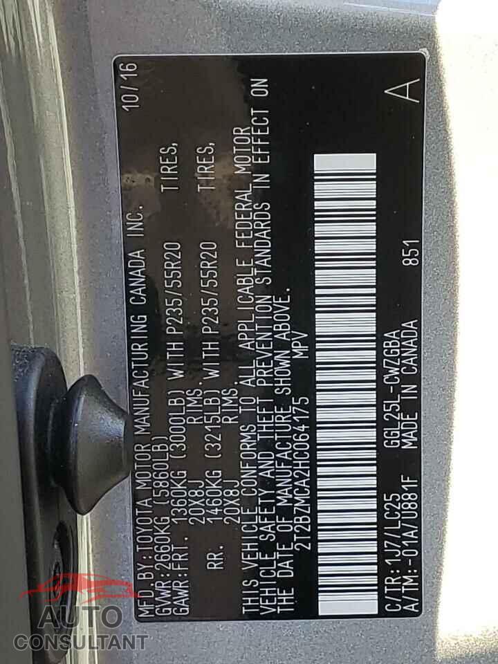 LEXUS RX350 2017 - 2T2BZMCA2HC064175