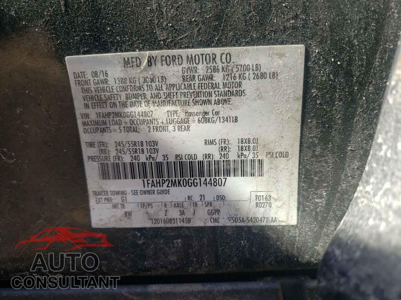 FORD TAURUS 2016 - 1FAHP2MK0GG144807