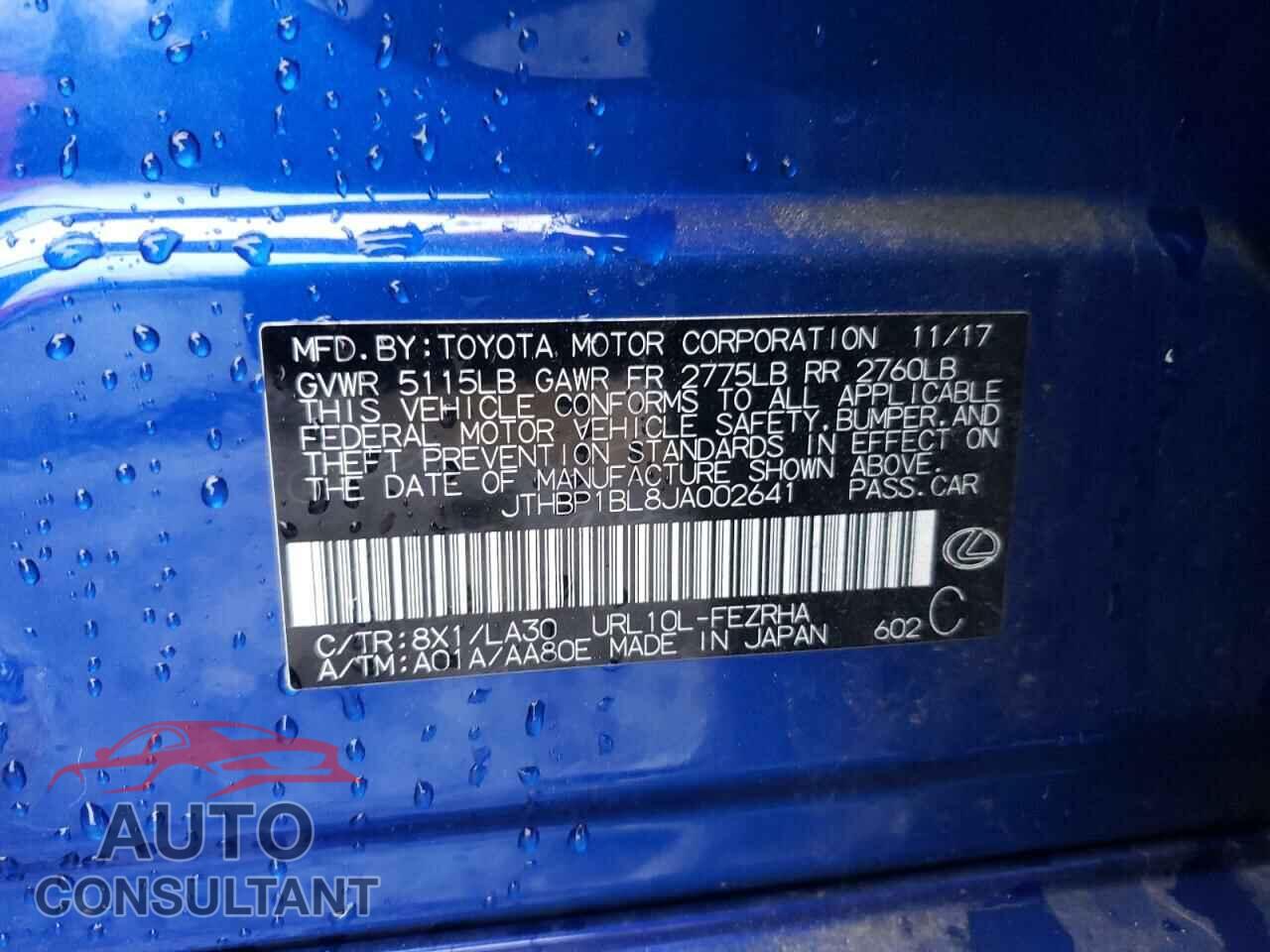 LEXUS GS-F 2018 - JTHBP1BL8JA002641