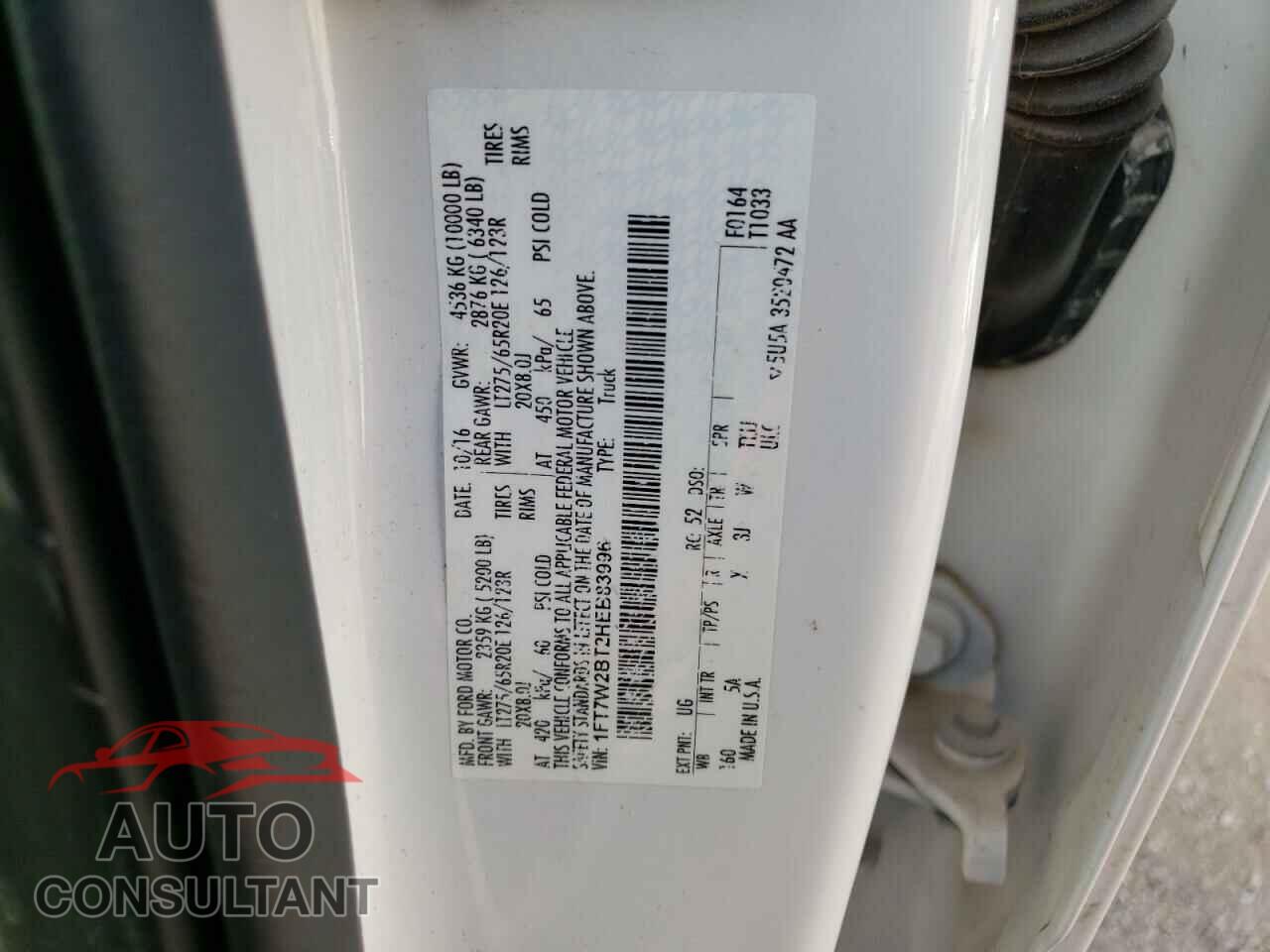 FORD F250 2017 - 1FT7W2BT2HEB83996