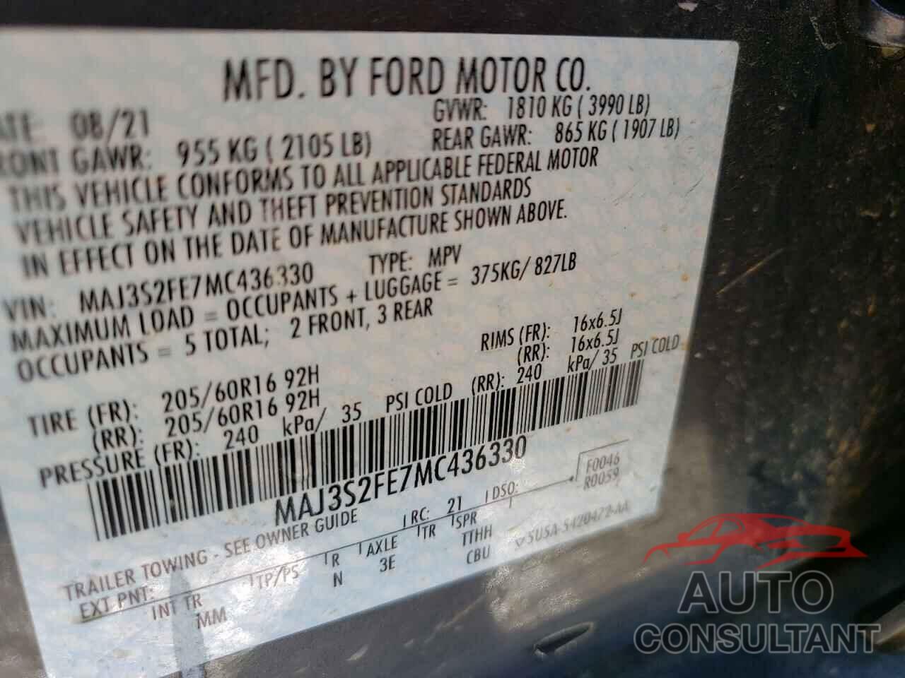 FORD ALL OTHER 2021 - MAJ3S2FE7MC436330