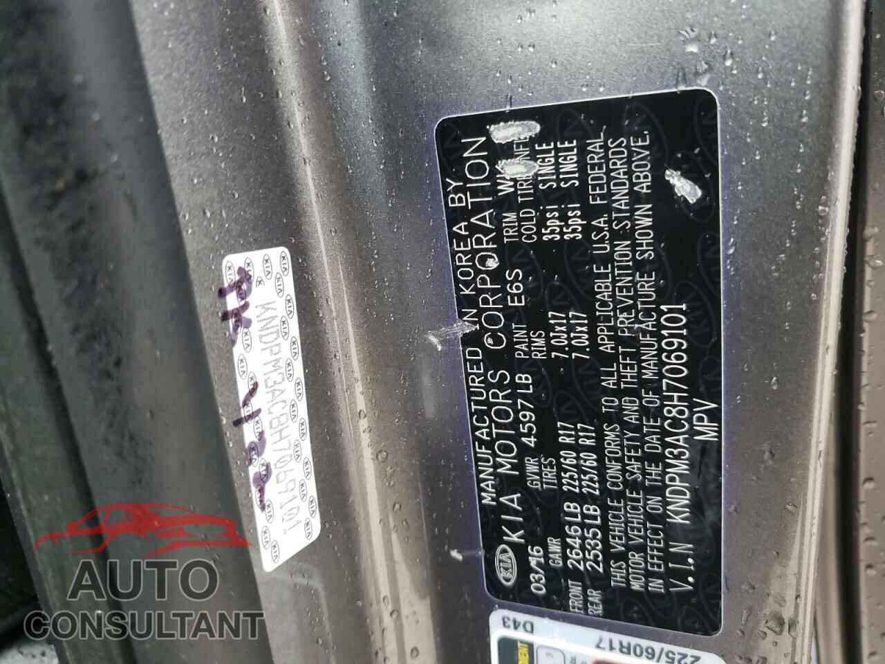 KIA SPORTAGE 2017 - KNDPM3AC8H7069101