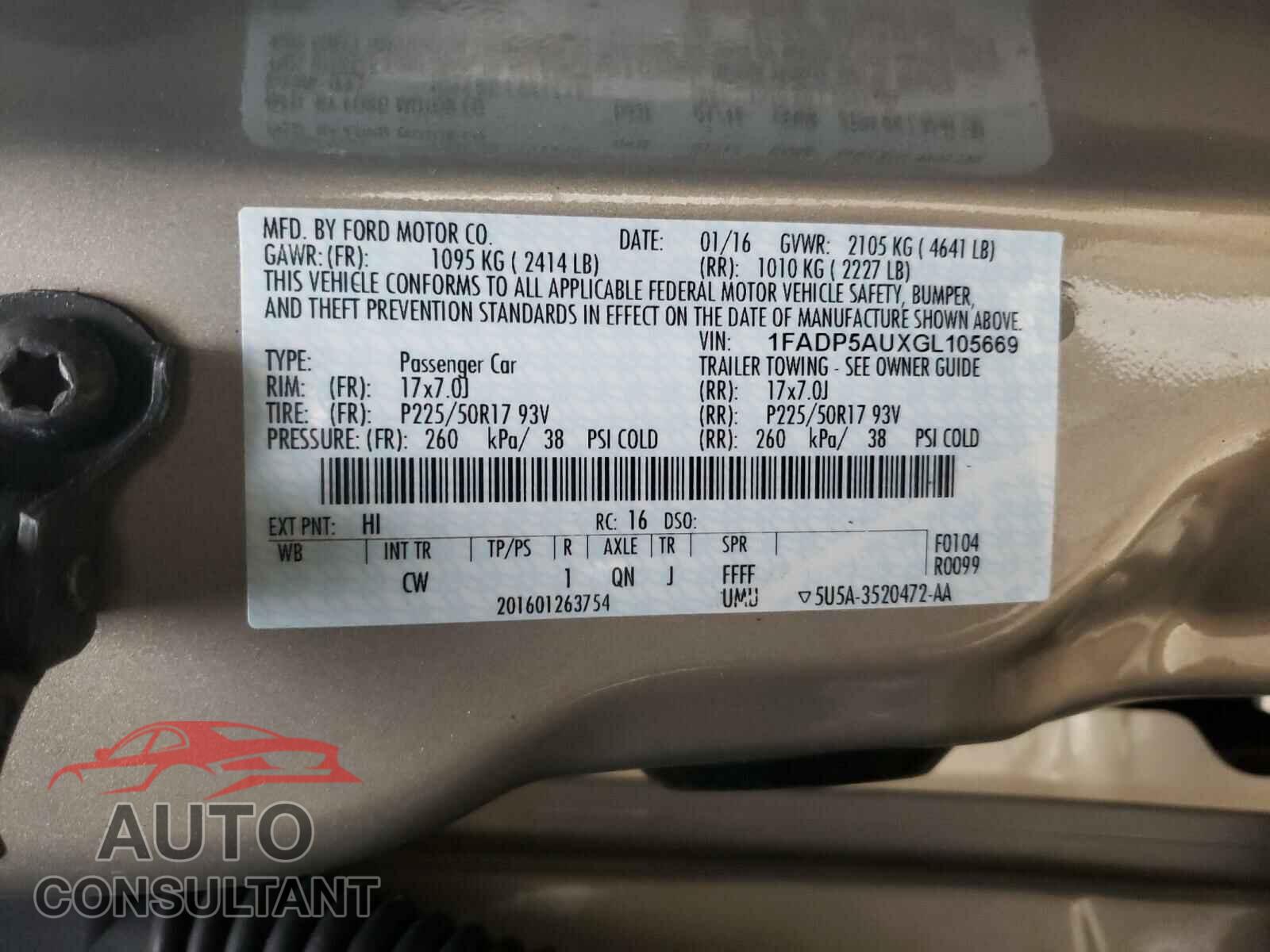 FORD CMAX 2016 - 3FADP4EJ9KM155836