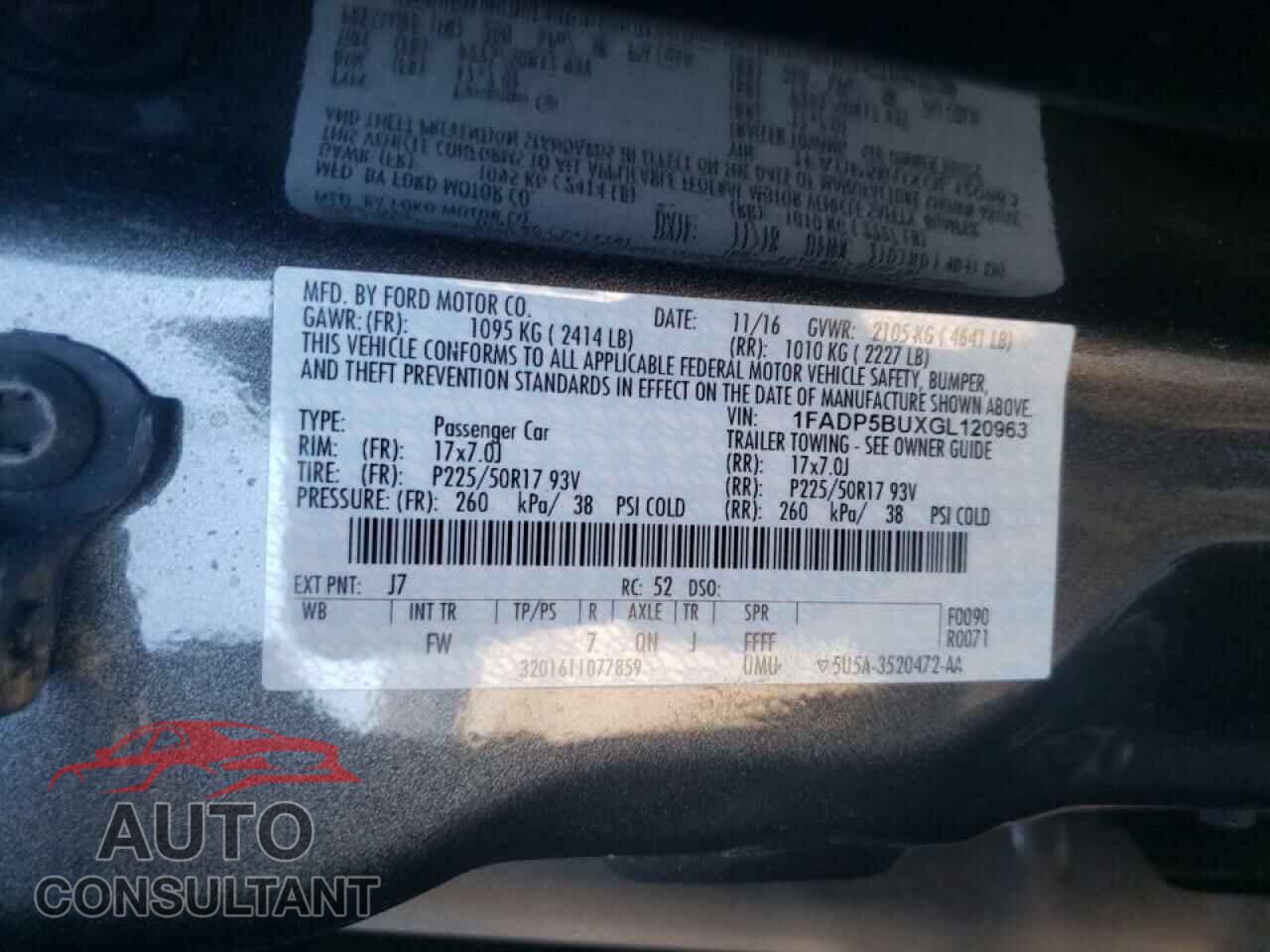 FORD CMAX 2016 - 1FADP5BUXGL120963