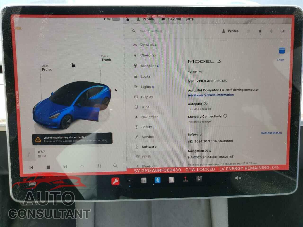 TESLA MODEL 3 2022 - 5YJ3E1EA6NF369430