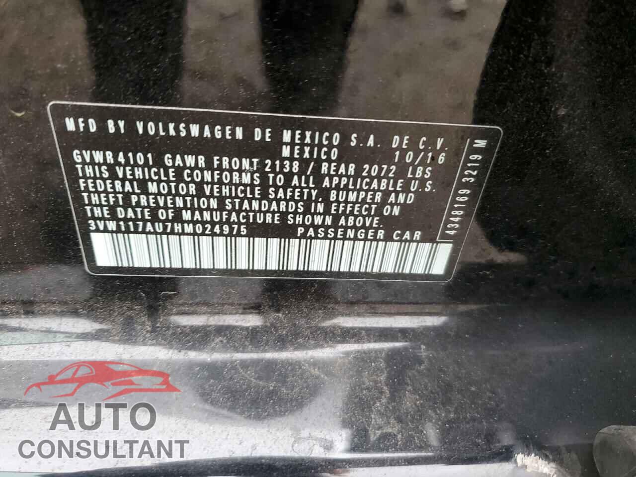 VOLKSWAGEN GOLF 2017 - 3VW117AU7HM024975