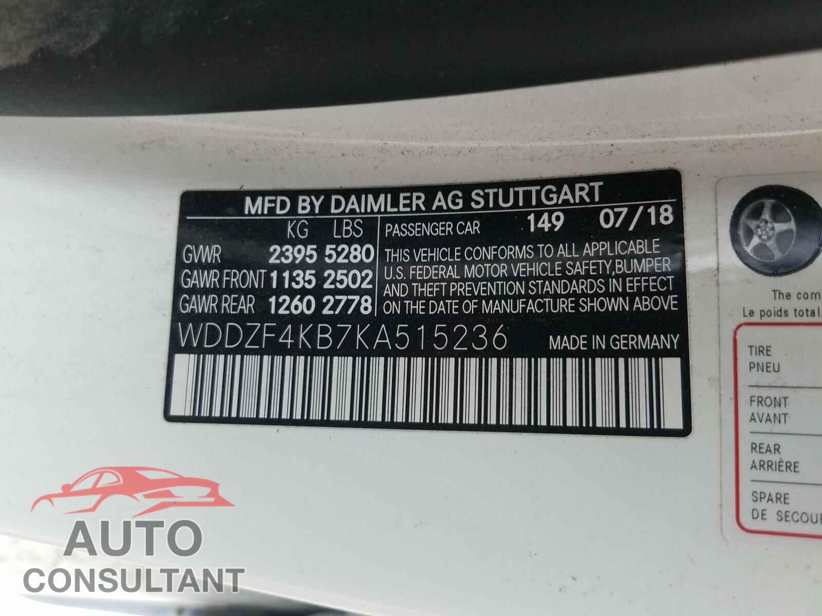 MERCEDES-BENZ E CLASS 2019 - WDDZF4KB7KA515236