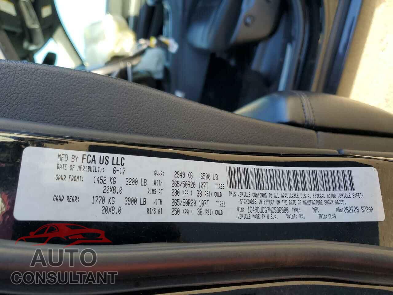 DODGE DURANGO 2017 - 1C4RDJDG7HC936880