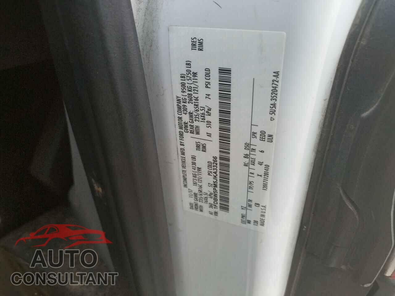 FORD TRANSIT CO 2018 - 1FDBW5PM5JKA33266