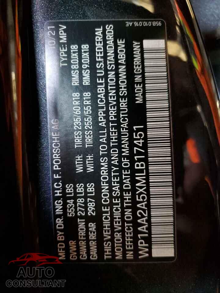 PORSCHE MACAN 2021 - WP1AA2A5XMLB17451