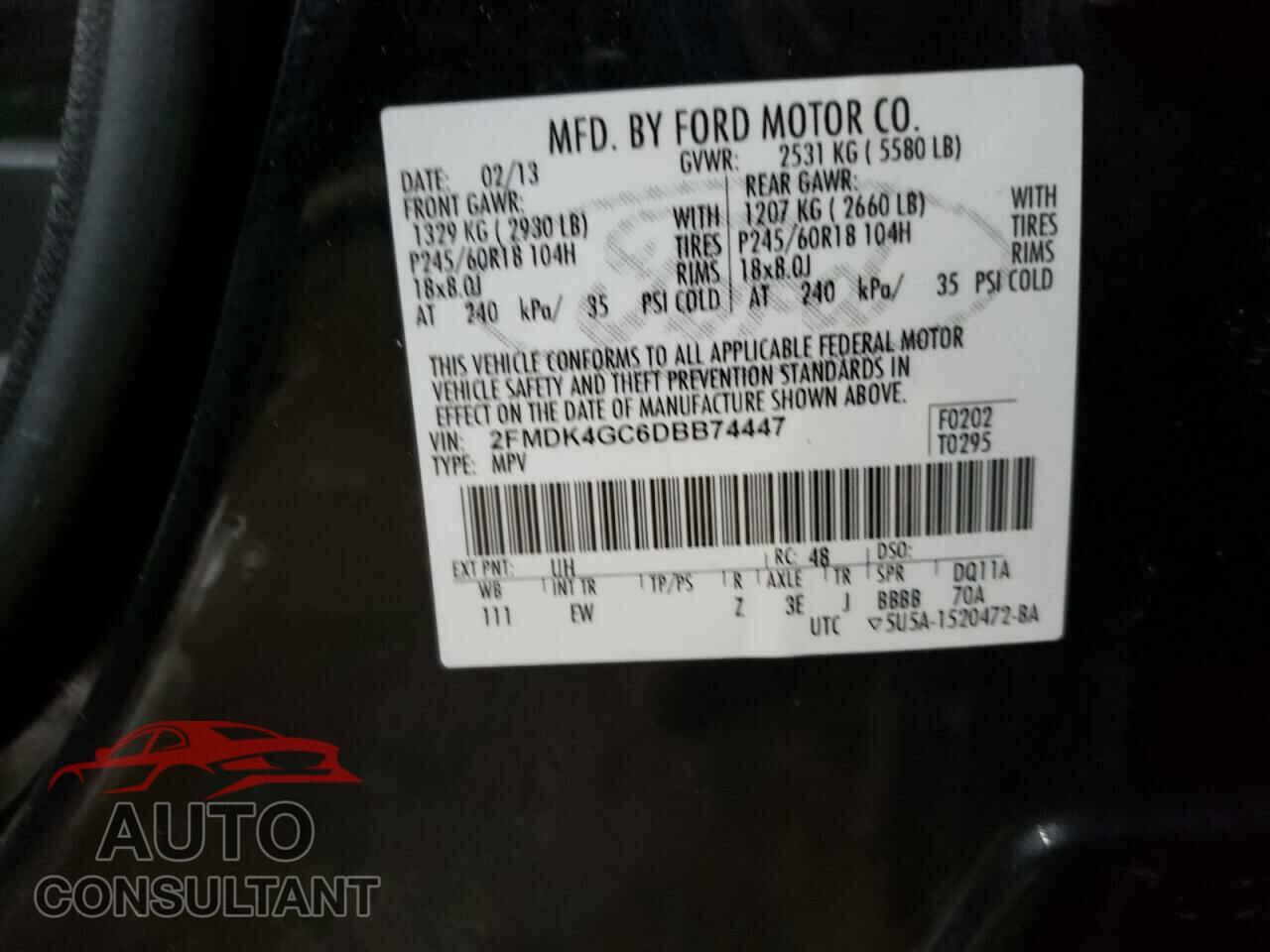 FORD EDGE 2013 - 2FMDK4GC6DBB74447