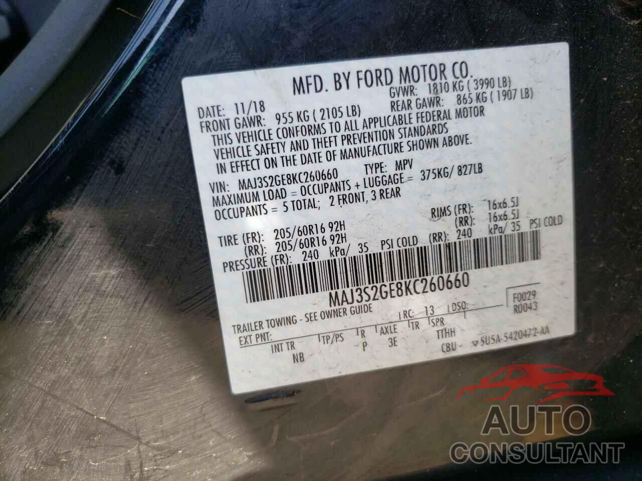 FORD ALL OTHER 2019 - MAJ3S2GE8KC260660