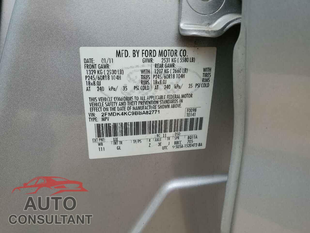 FORD EDGE 2011 - 2FMDK4KC9BBA82771