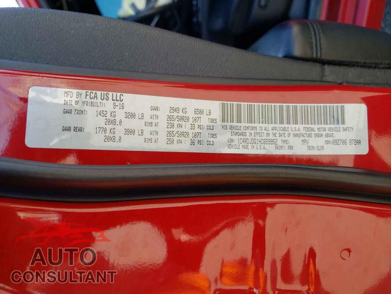 DODGE DURANGO 2017 - 1C4RDJDG1HC659952