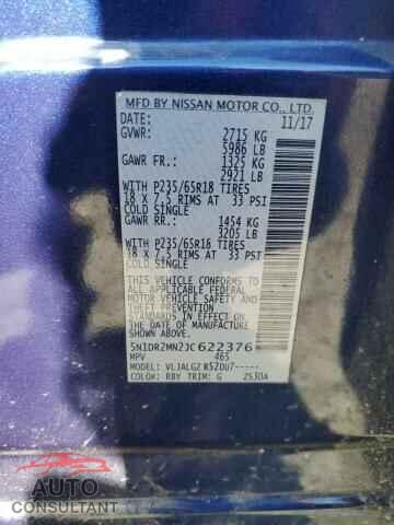 NISSAN PATHFINDER 2018 - 5N1DR2MN2JC622376