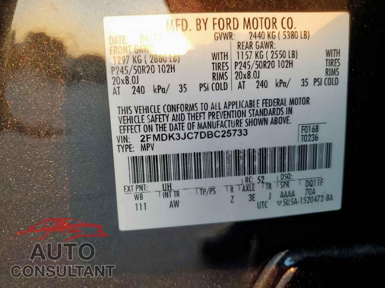 FORD EDGE 2013 - 2FMDK3JC7DBC25733