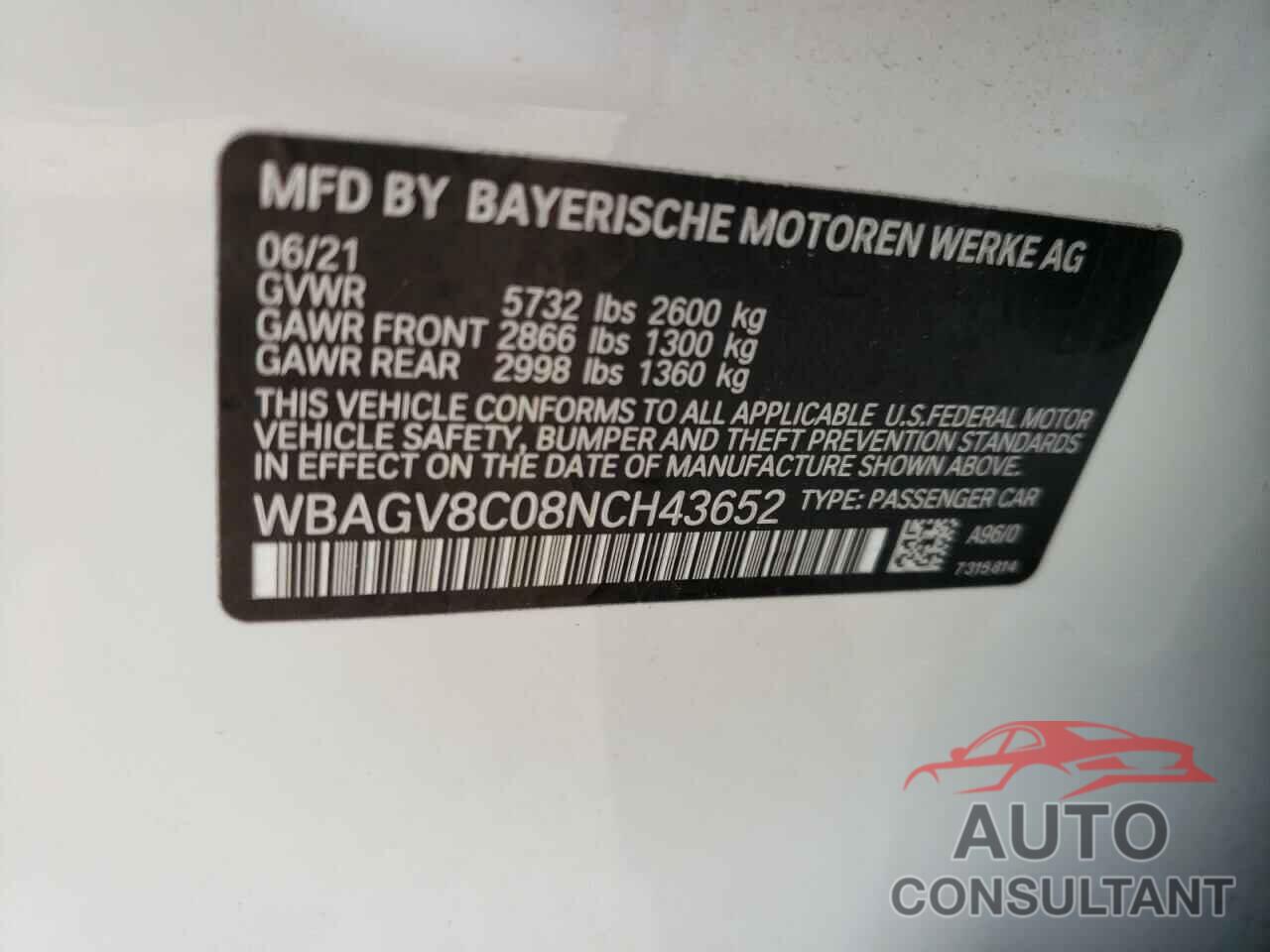 BMW M8 2022 - WBAGV8C08NCH43652